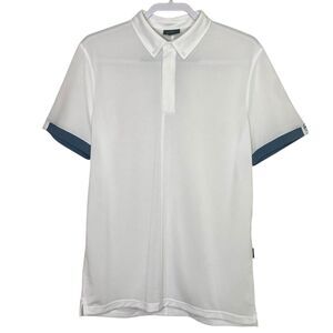 AG Adriano Goldschmied Polo Shirt Mens M White Short Sleeve Golf Preppy NEW